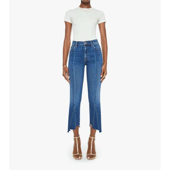 NEW MOTHER insider crop pointy fray jeans in scorchin hot - Picture 1 of 3